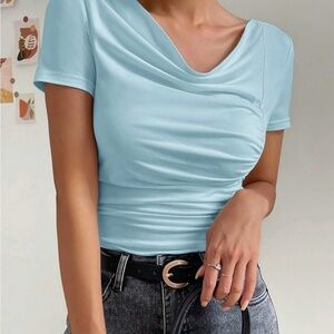 Elegant Light Blue Women's Top